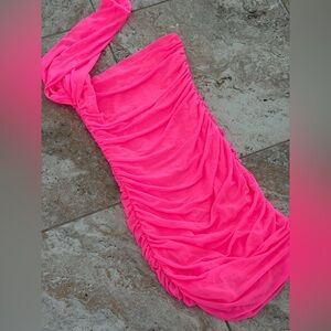 Vibrant Pink Ruched Dress